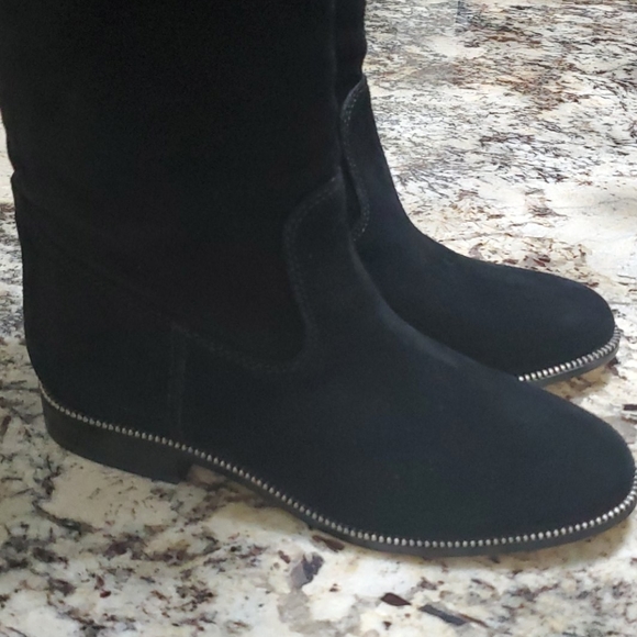 Michael Kors Black Suede Bayview Riding Boot Knee High Sz 7 - Picture 7 of 16